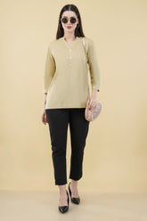 BEIGE LINEN SHORT KURTA
